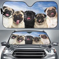 funny pug family dog lover car sunshade pug front window sun cover for pugs lover pug auto sunshade for car decor car windshi