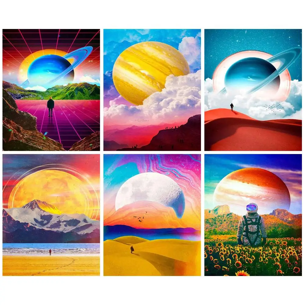 

CHENISTORY Oil Painting By Numbers Beautiful Moon Kits Diy Gift Picture By Numbers Scenery Number Paintings Home Decor