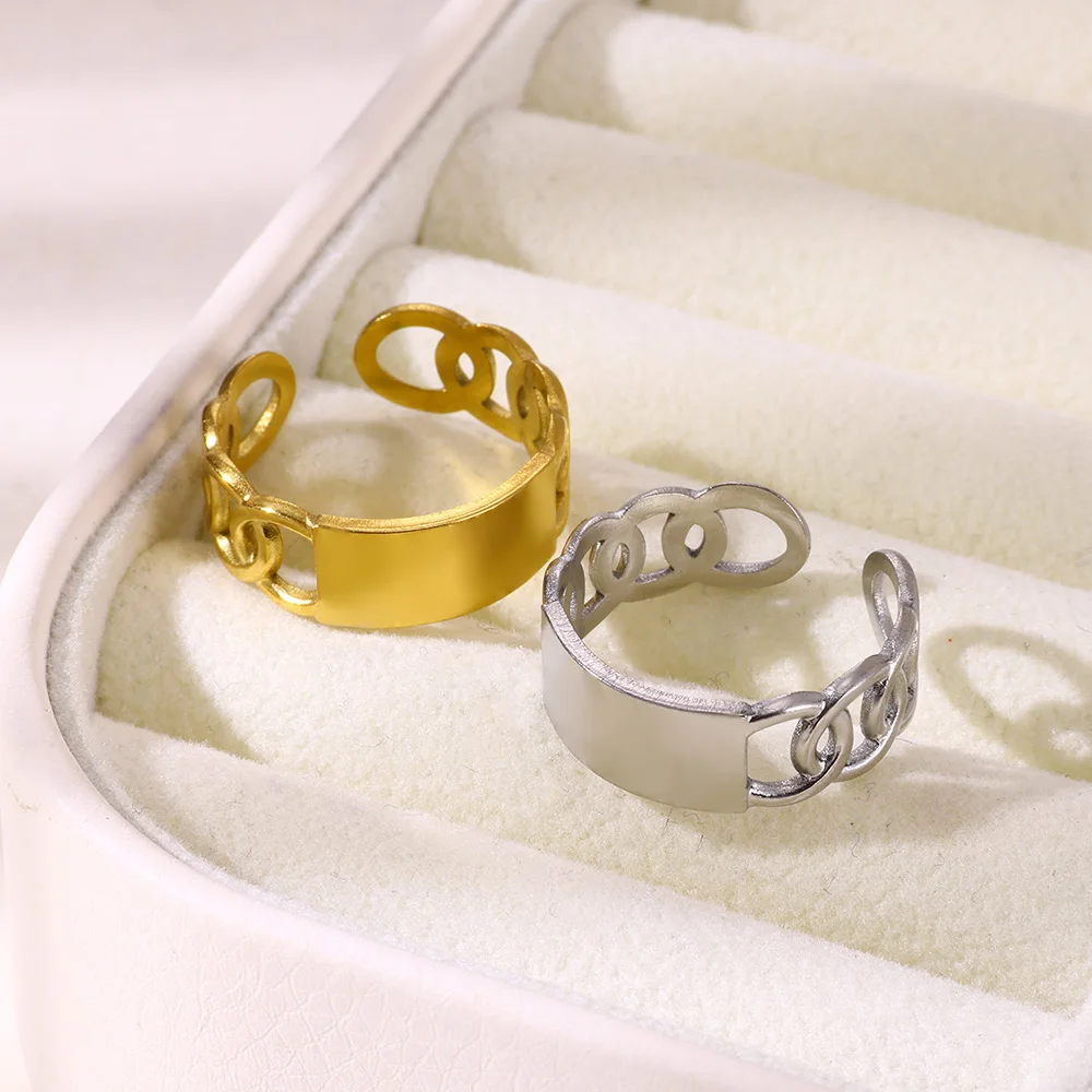 Кольца из нержавеющей стали для женщин ювелирные изделия золотого цвета в стиле