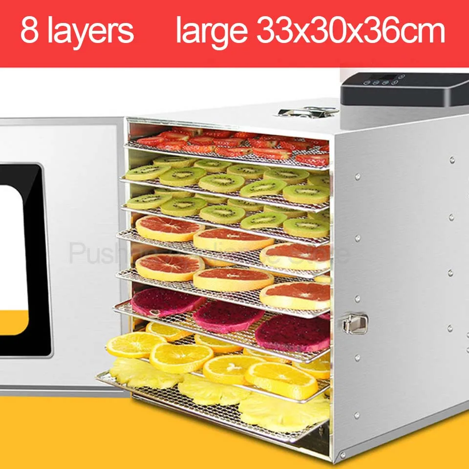 

8 Trays Food Dehydrator Stainless Steel Pet Snacks Dehydration Scented tea Dryer Fruit Vegetable Herb Meat Drying Machine 220v