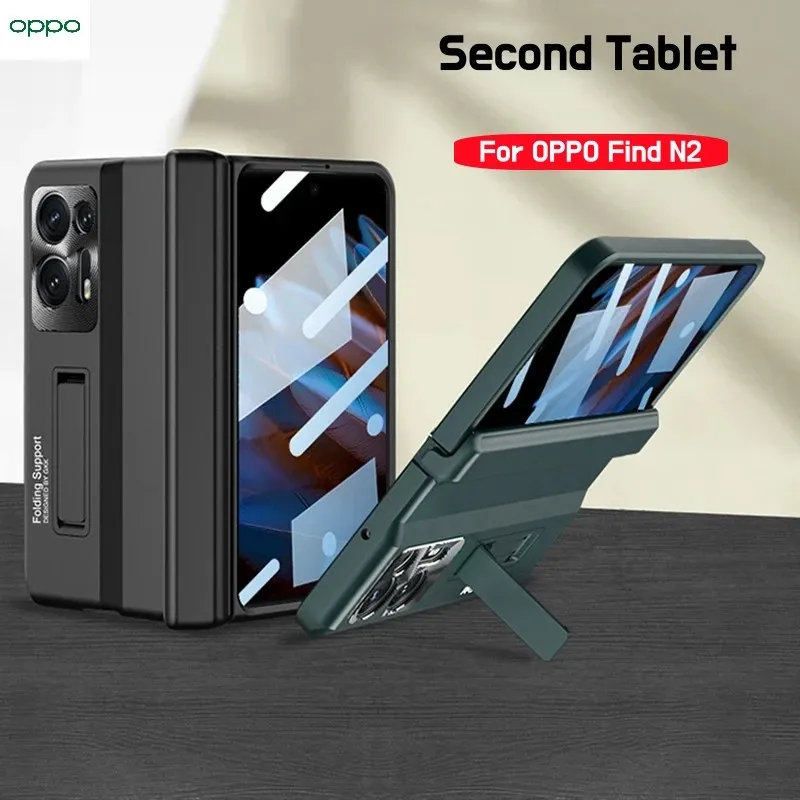 Phone Case For OPPO Find N2 5G Magnetic Hinge Plastic Bracket Housing Shockproof With Outer Screen Protective Film Cover Luxury