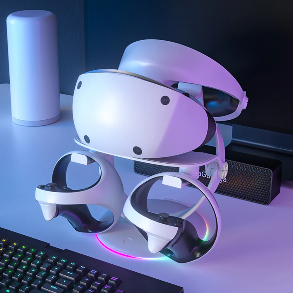 

Зарядная док-станция с дисплеем RGB для планшетов, геймпад для зарядки, подставка для хранения, Нескользящие очки, аксессуары для гарнитуры для PS5 VR2 Quest 2 PS5