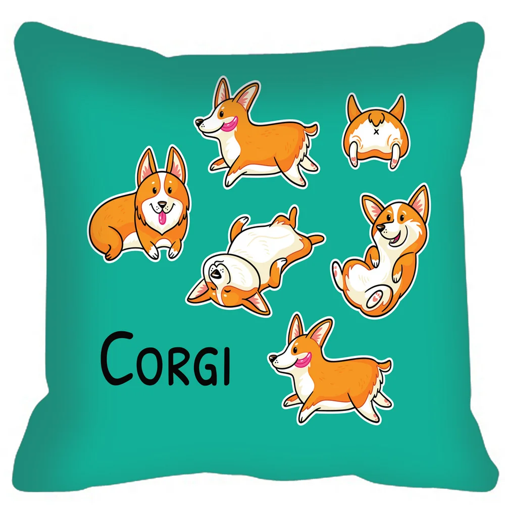 

Home Decoration Cute Corgis Pattern Square Cushion Pillow Case Cover