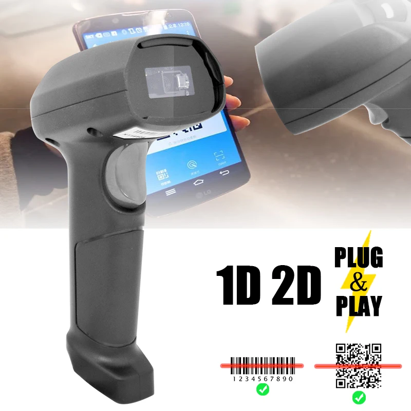 

USB Wired Barcode Scanner Handheld 1D 2D QR PDF417 Bar Code Reader for POS system Convenience Store Supermarket Warehouse