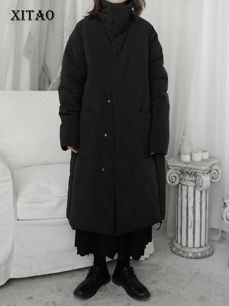 

XITAO Women Solid Color Parkas Casual Loose Minority Simplicity Literature All-match Warm Coat 2022 Winter New Arrival WLD13546