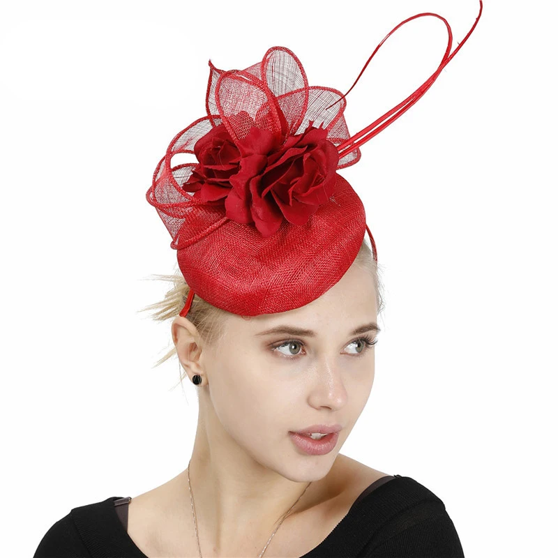 

Church Cocktail Fascinators Flower Hats Nice Sinamay Chapeau Women Tea Party Kentucky Headpiece Flower Luxury Wedding Headwear