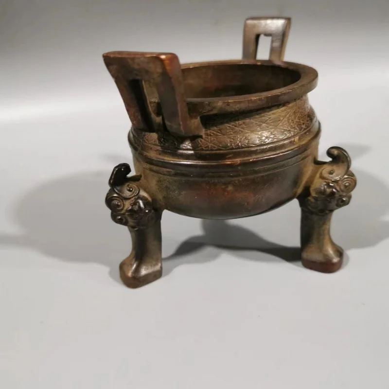 

Pure copper thickened bronze incense burner three foot round tripod incense burner home furnishings