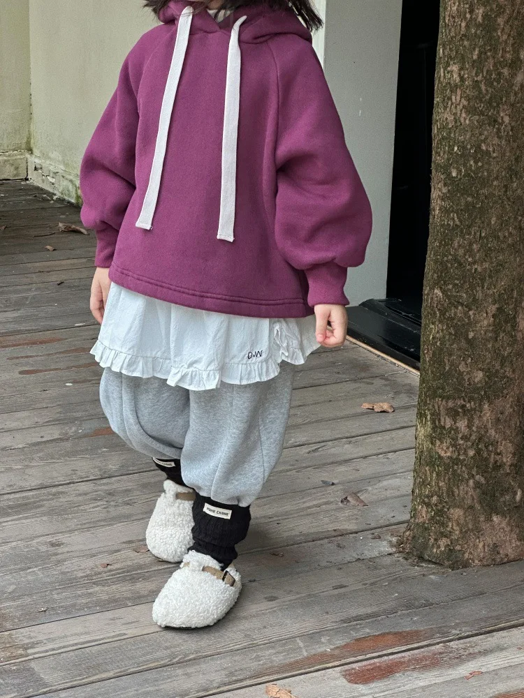 Костюм для девочек зима 2024 детская одежда корейский стиль свободная короткая