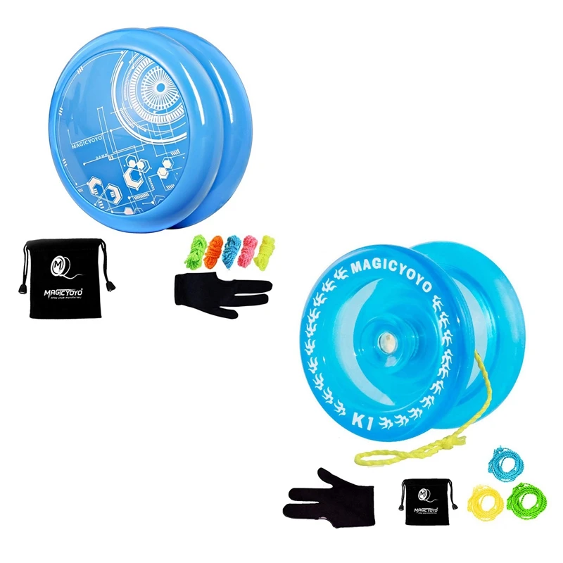 

MAGICYOYO 2 Set Crystal Responsive Yoyo Ball Transparent & Blue