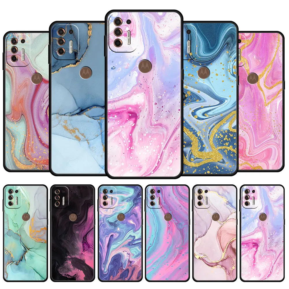 

Case Coque for Motorola Moto G30 Edge 20 30 Pro G Stylus G9 Plus Play One Fusion G50 Cell Soft Luxury Marble Funda Fashion