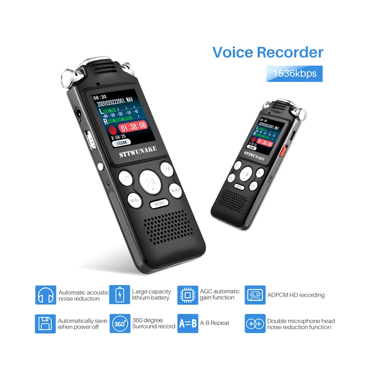 

Voice Recorder Recording Activated Audio Sound Digital Professional Dictaphone Usb Pcm 1536kbps(8gb)