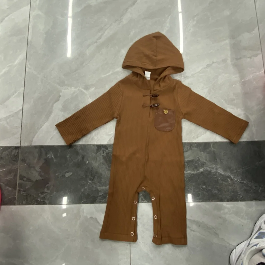 

Pudcoco Romper Kids Hooded Jumpsuit Playsuit Straight Trousers Sleepwear Casual with Pocket Tracksuit Loungewear Knitwear