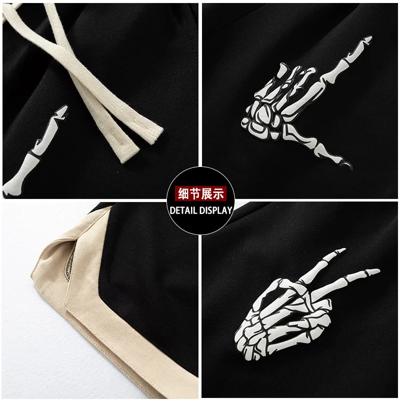 American Men's Casual Shorts Hip Hop Fashion Brand Printed Loose Capris Sports Loose Loop Shorts