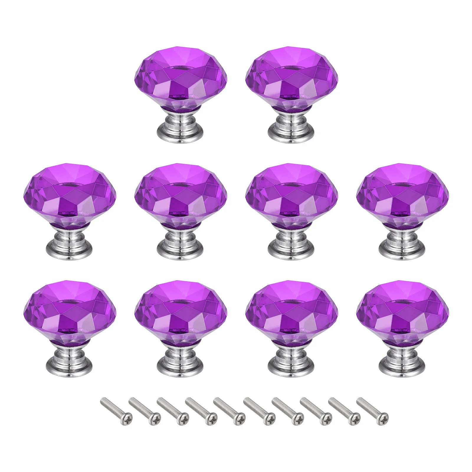 

uxcell 10pcs 30mm Crystal Knobs Drawer Diamond Shaped Pulls Handles Purple