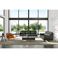 Steel-land Factory price villa 3 seater upholstered couch comfortable modern living room leather sofa with luxury design