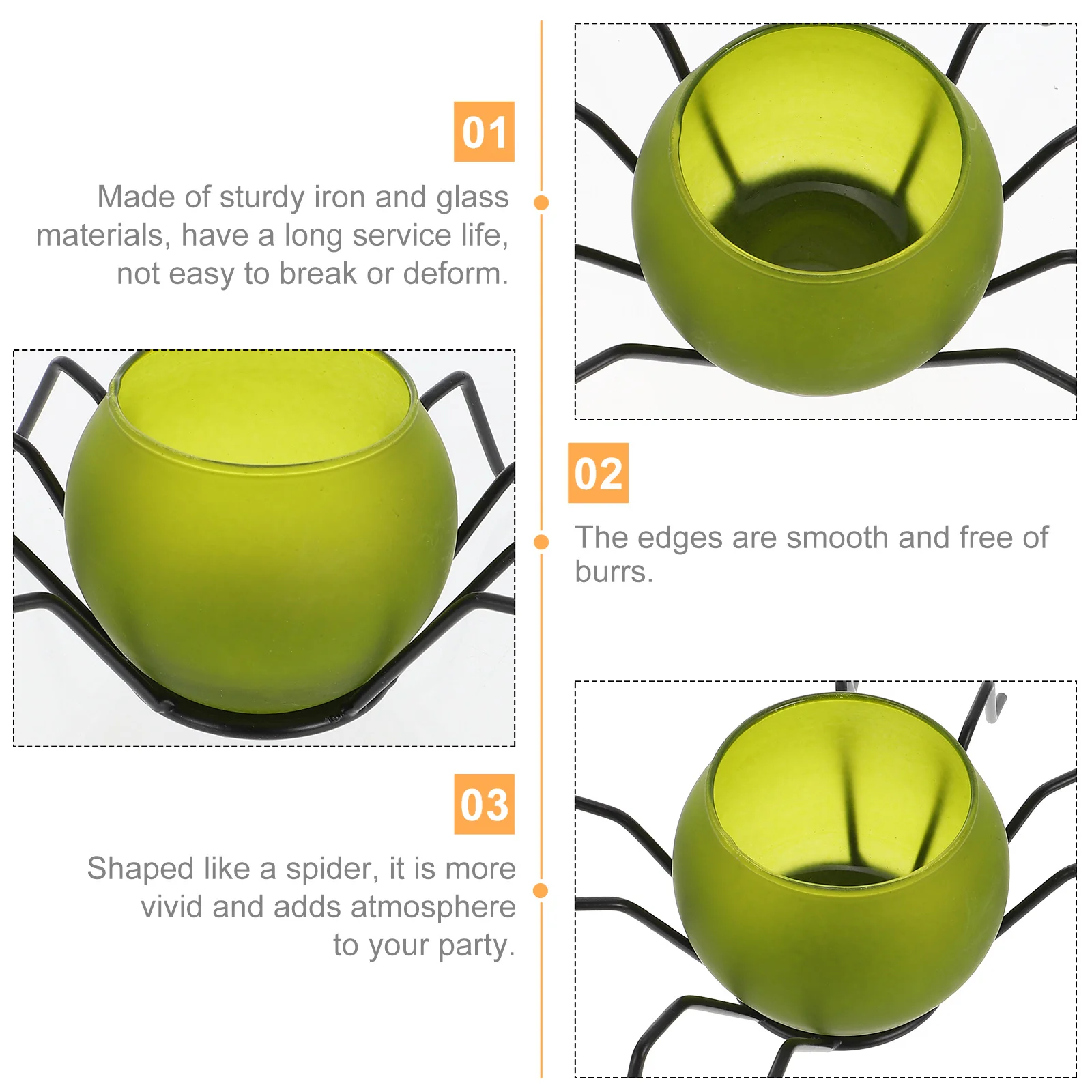Holdertealight Glass Bowlcandlestick Votive Holders Spidercandlesticks Decorations Table Eve Hallows Decor Spooky Metal House