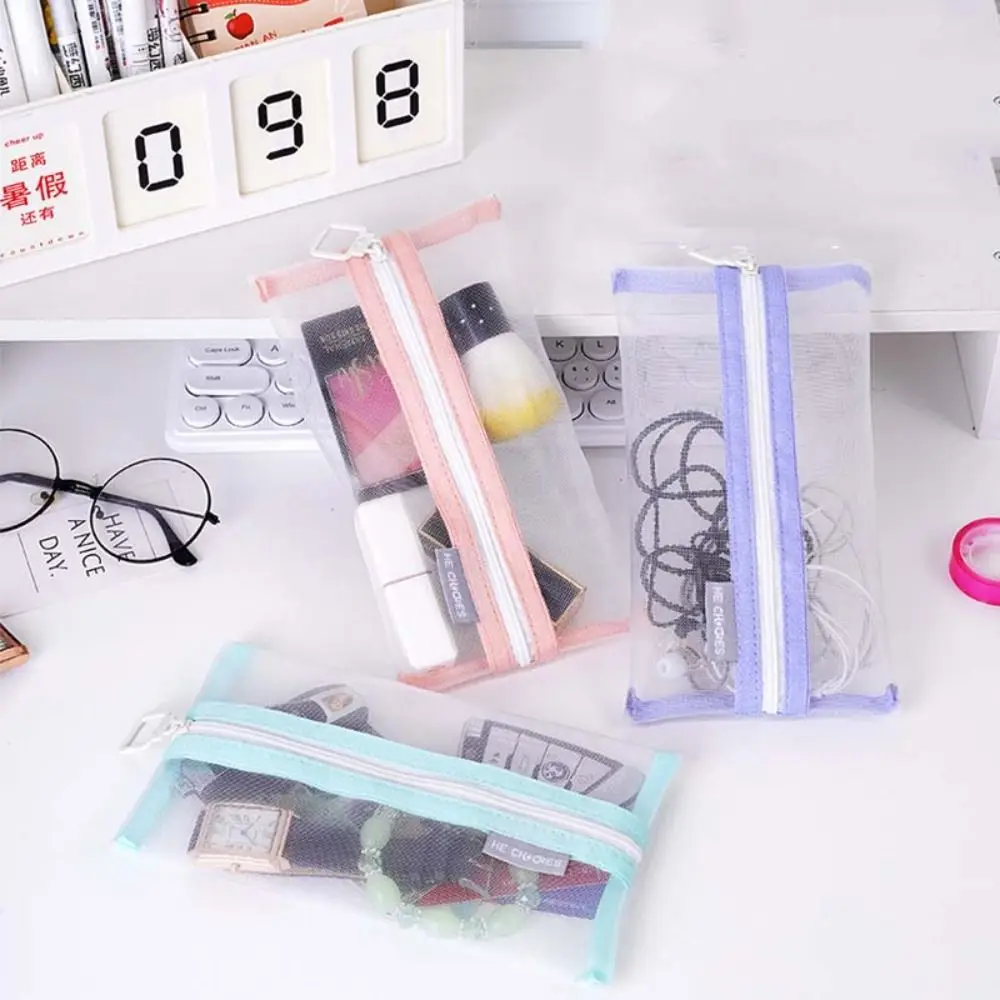 Сумка для хранения мелочей прозрачная сетчатая сумка косметичка губной помады