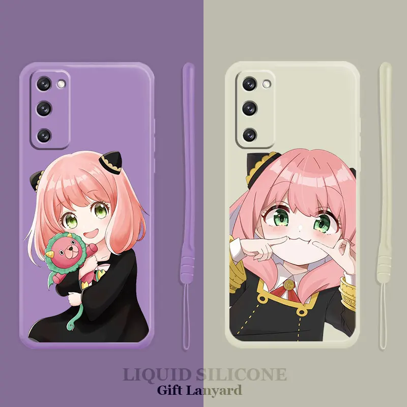 

Spy×Family Cartoon Anya Forger Liquid Candy Case For Samsung Galaxy S22 S21 S20 FE Ultra S10 S9 S8 Plus S10e Note 20 10 Lite