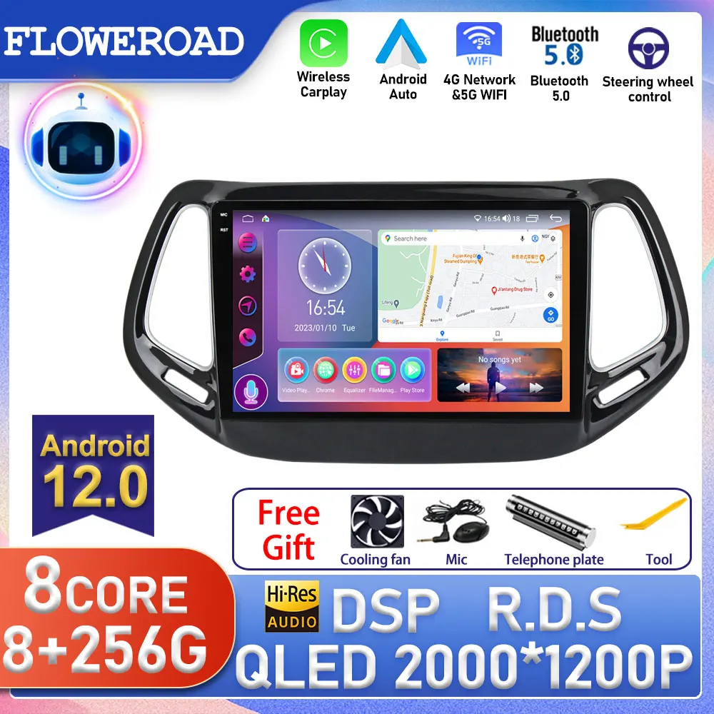 

Android For Jeep Compass 2 2016 2017 2018 Car Radio Multimedia Player Navigation Carplay Stereo Monitor AM RDS IPS DSP 2 Din