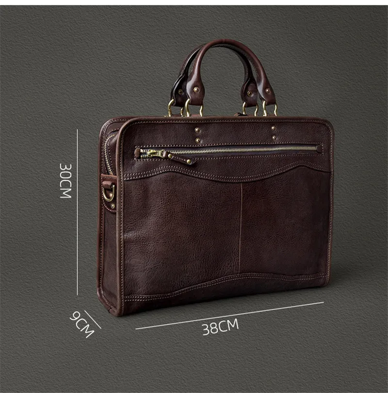PNDME casual luxury natural genuine leather laptop briefcase business real cowhide handbag office work 13 inches messenger bag