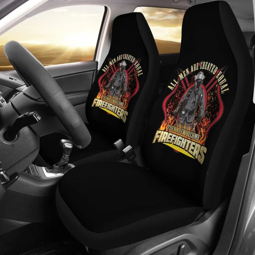 

All Men Are Created Equal Then Some Become Firefighters Car Seat Covers,Pack of 2 Universal Front Seat Protective Cover