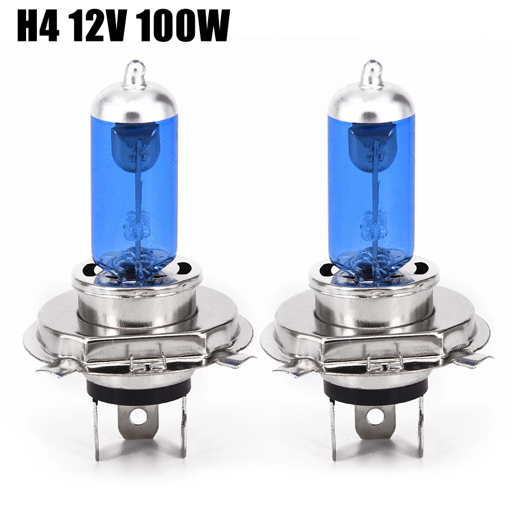 

2pcs H4 12V 100W Ultra White Light 6000K Car Halogen Lamp Quartz Material Car Halogen Lamp