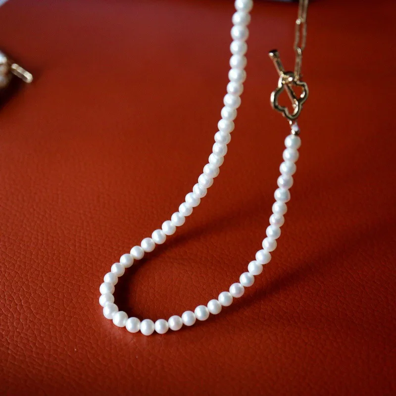 

4mm 100% Natural Freshwater Pearl Beaded Necklace Women Healing Gemstone Fine Real Pearl Jewelry For Girlfriend Mom Gifts 65cm