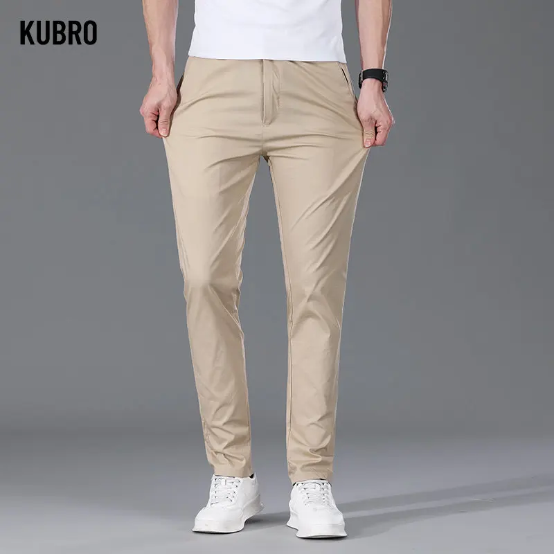 

KUBRO 2023 Oversize Formal Trousers Slacks Dress Pant Man Clothing Elegant Work Business Quick Dry Outdoor Sweatpants Breathable