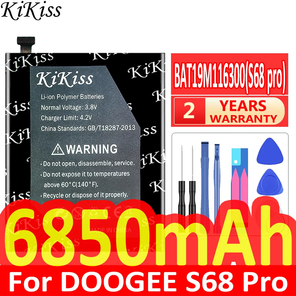 

KiKiss Mobile Phone Battery BAT19M116300 (S68 Pro) 6850mah for DOOGEE S68 Pro S68Pro Batteria + Free Tools
