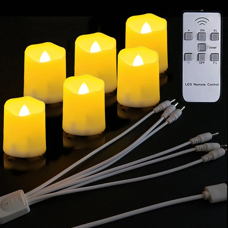 

6pcs Rechargeable LED Candle Light with Remote Timer Flameless LED Tealight Tea Candles Wedding Light for Party Wedding Decor