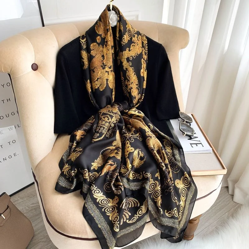 

Beach Scarf Spring Fashion Silk Shawl Summer Women Shade Silk Scarf Summer Seaside Scarf 90*180cm Ladies Silk Scarf Shawl