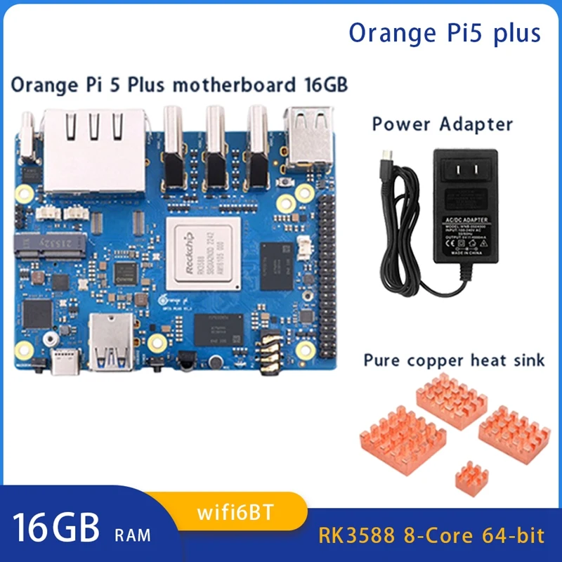 Для Orange Pi 5 Plus 16 ГБ ОЗУ RK3588 Восьмиядерный 64-битный модуль с поддержкой видео 8K 2 5G