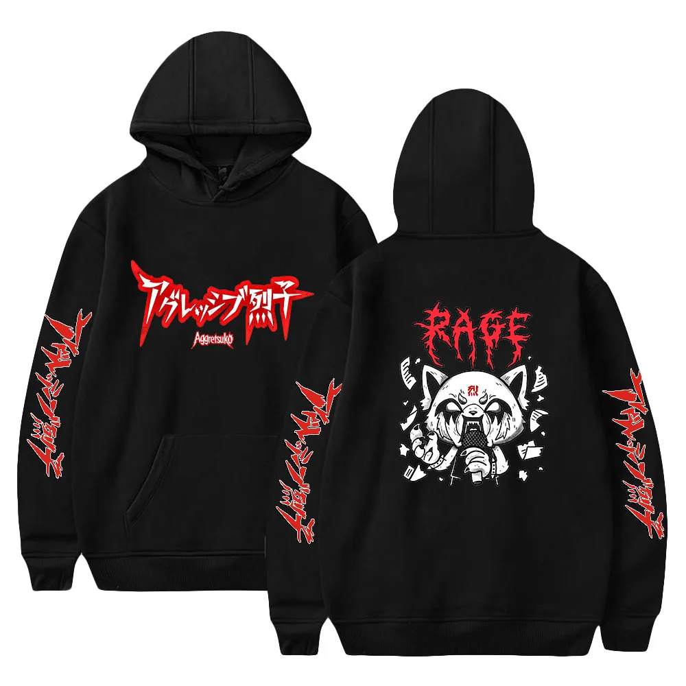 

Толстовка Aggretsuko с капюшоном для мужчин и женщин, Модный свитшот с длинным рукавом и принтом, Повседневная Уличная одежда в стиле Харадзюку