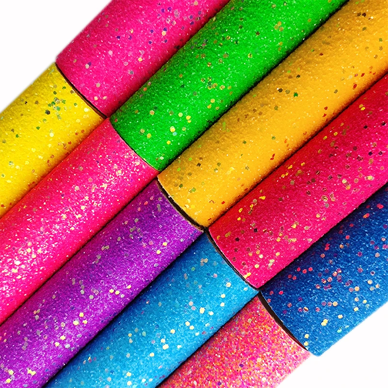 

glow in the dark faux leather Glitter PU Faux Leather Fabric Luminous fluorescent for Making Shoe Bag Decoration Hair Bow Craf
