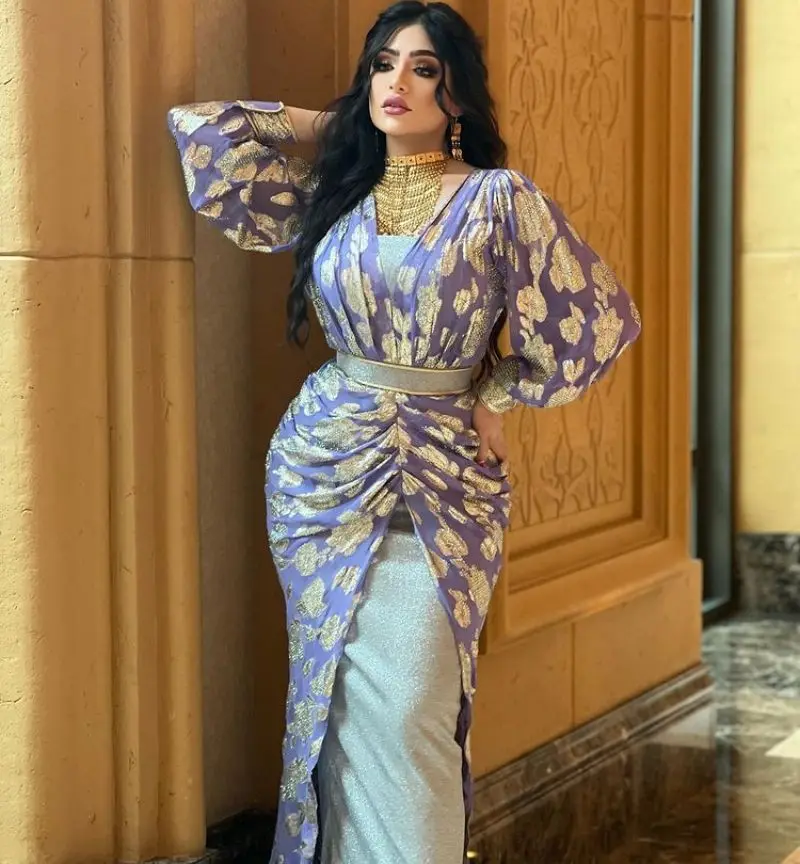 PLEINDI Bohemian Evening Dresses V-Neck Long Sleeve Mermaid Ankle-Length Chiffon 2022 New of Floral Print Boho Women Dress