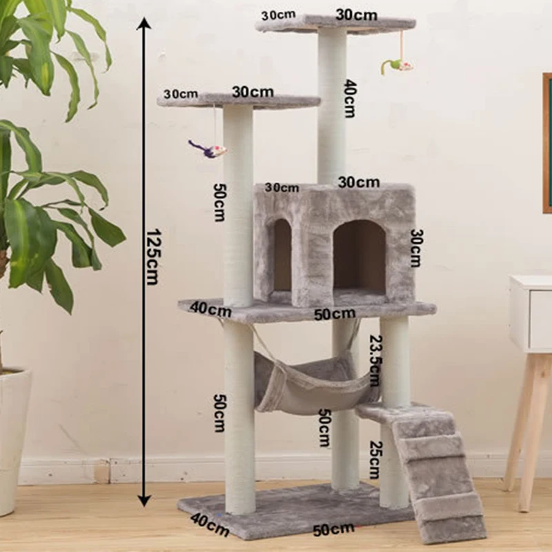 

Кошачье дерево, Многоуровневая Высокая башня для кошек, уютная кровать для кошек, Когтеточка, развлекательная площадка, стабильная мебель, игрушки для кошек