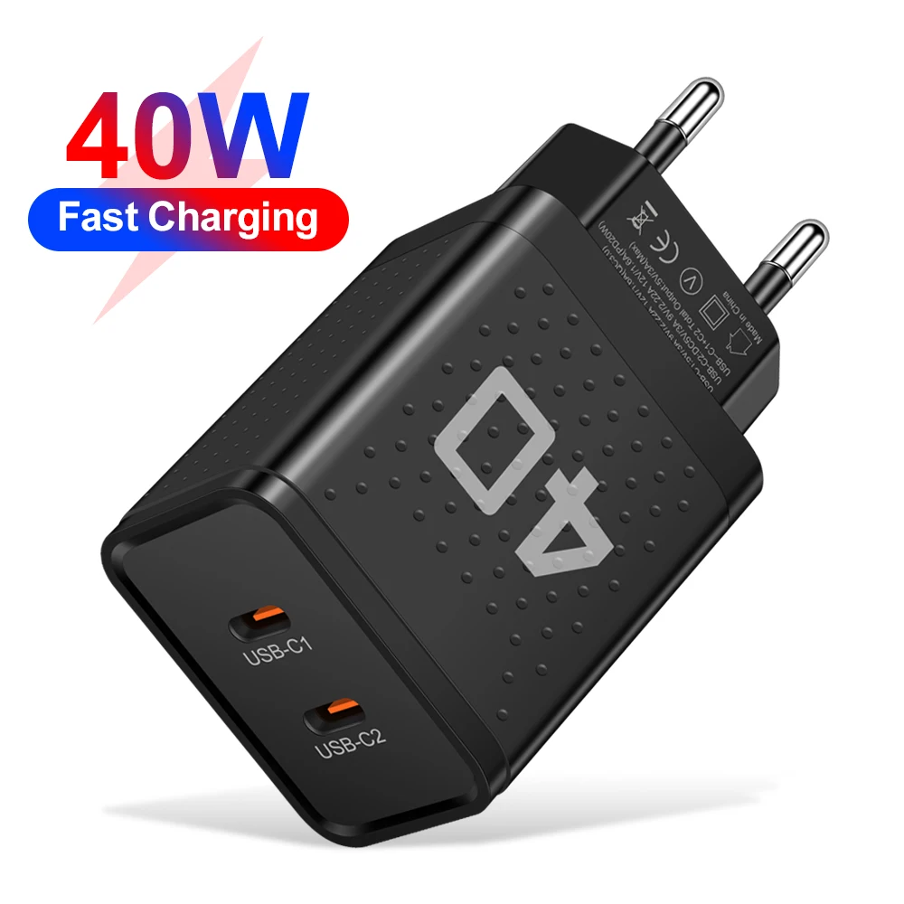 Зарядное устройство USB C 40 Вт быстрое зарядное типа для Iphone 12 13 14 15 Pro Max Xiaomi Ultra Samsung