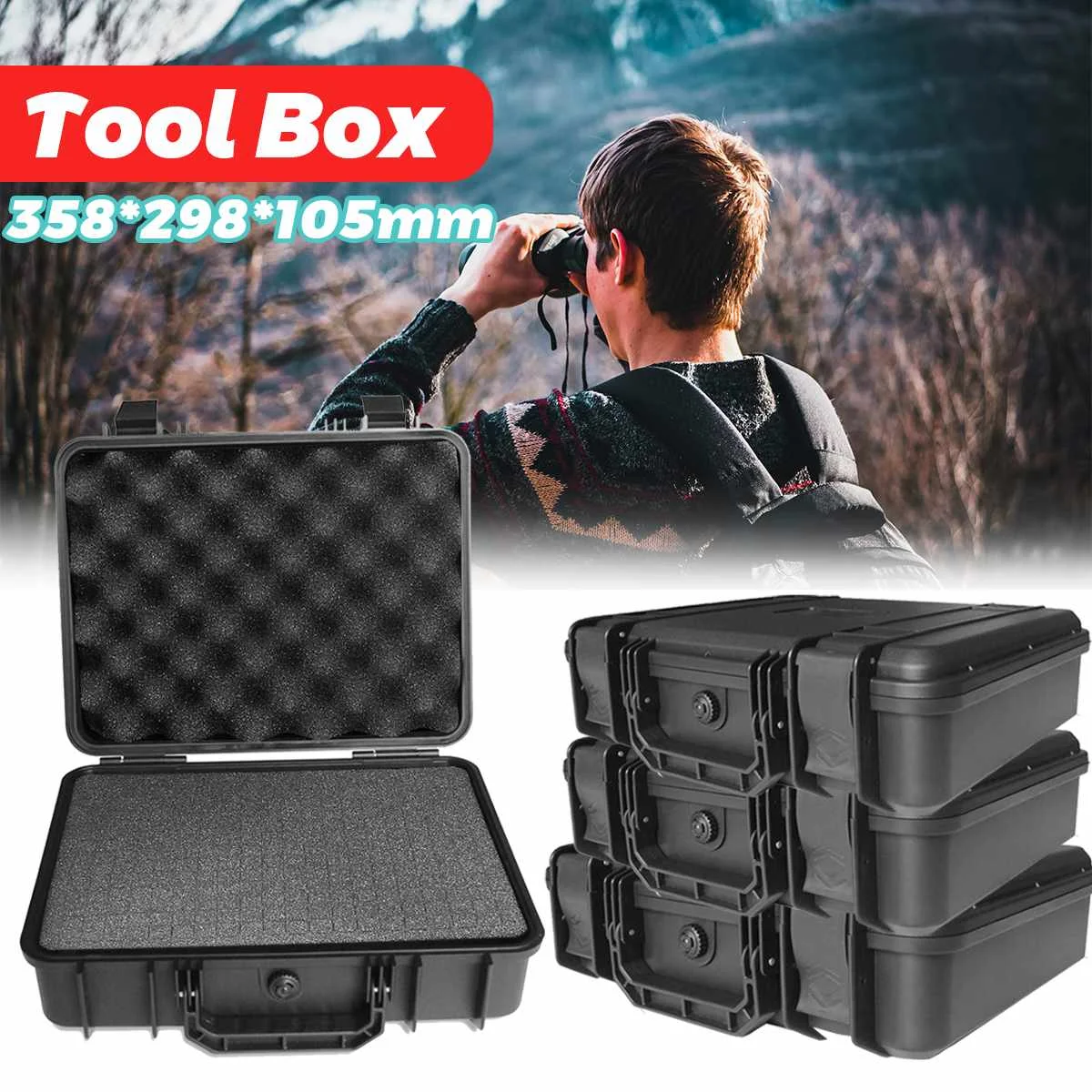 

Waterproof Shockproof Tool Case Sealed Tool Box Safety Resistant Camera Photography Multimeter Storage Box Suitcase With Sponge