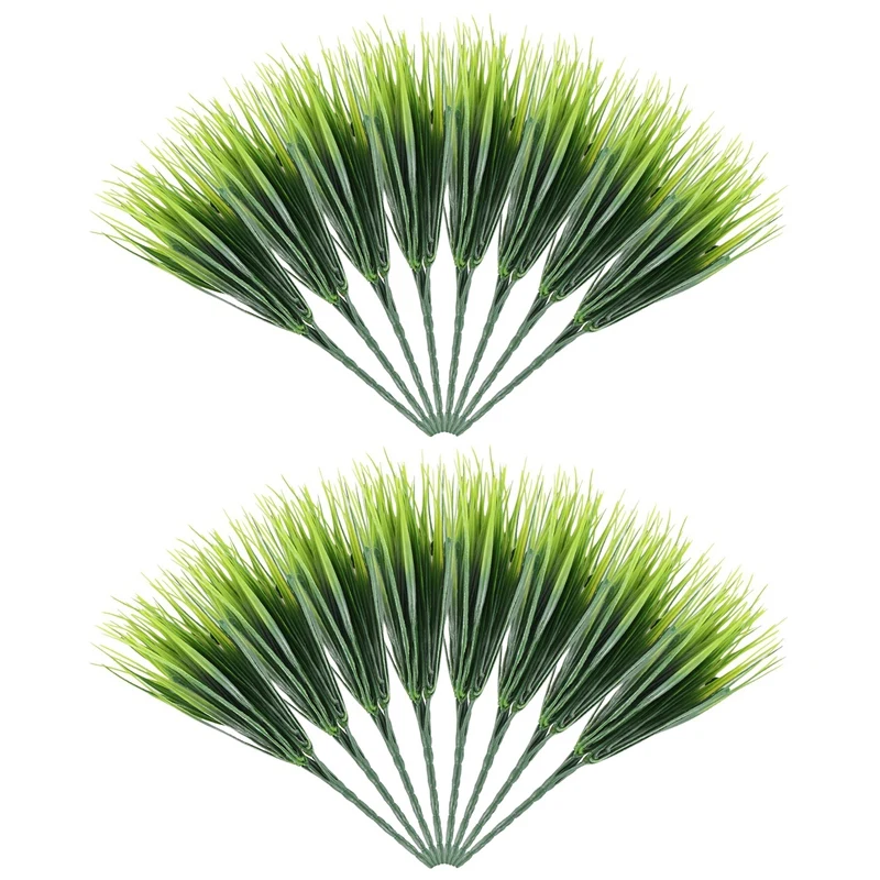 

16 Pcs Artificial Outdoor Plants, Fake Plastic Greenery Shrubs Wheat Grass Outdoor Window Box Verandah Hanging Planter