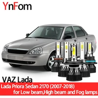 ynfom led headlights kit for vaz lada priora sedan 2170 07 18 low beamhigh beamfog lampcar accessoriescar headlight bulbs