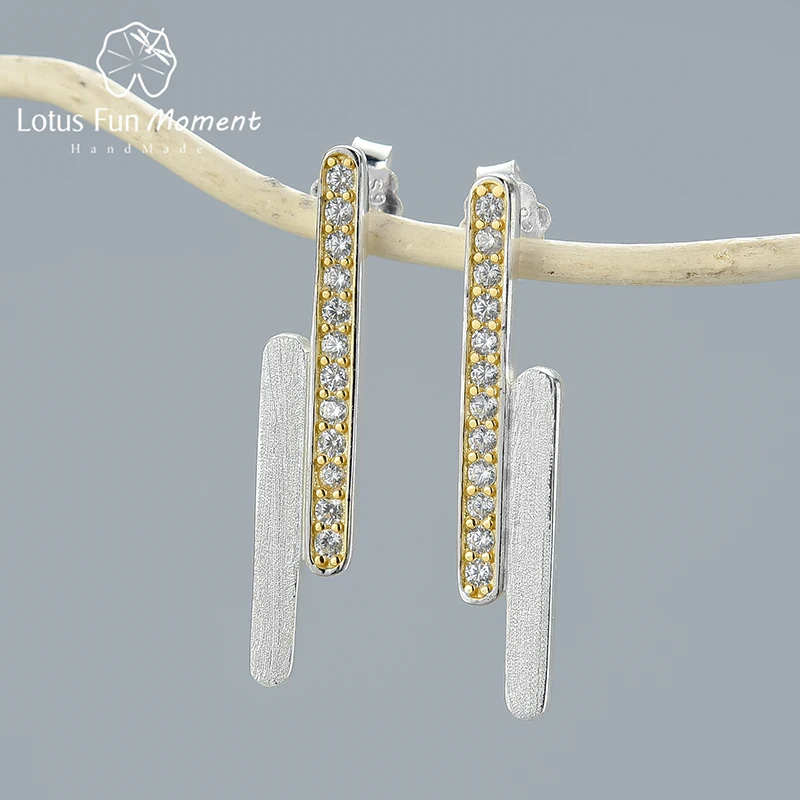 

Женские серьги-гвоздики «параллельные линии» Lotus Fun, изящные серьги ручного изготовления из настоящего серебра 925 пробы в минималистическом стиле