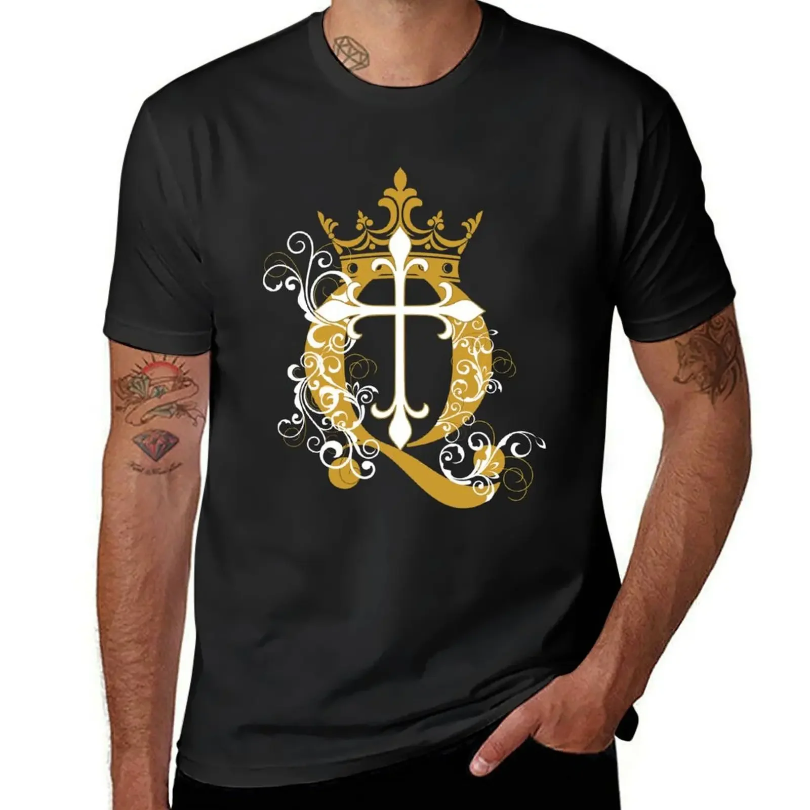 Cross Q Crown in Gold футболка дизайнерские рубашки дешевая винтажная аниме