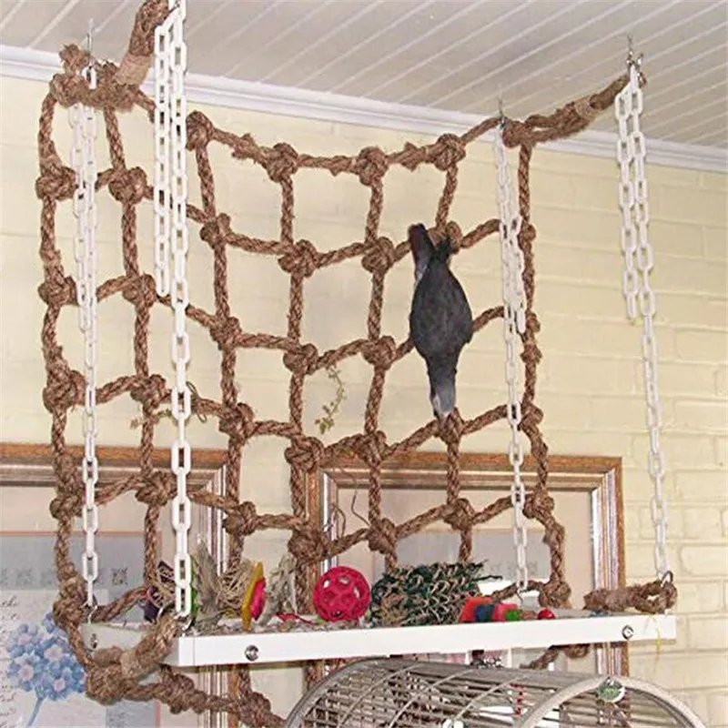 

40*40cm Parrot Climbing Net Bird Toy Swing Rope Net Bird Stand Net Hammock With Hook Bird Hanging Climbing Chewing Biting Toys