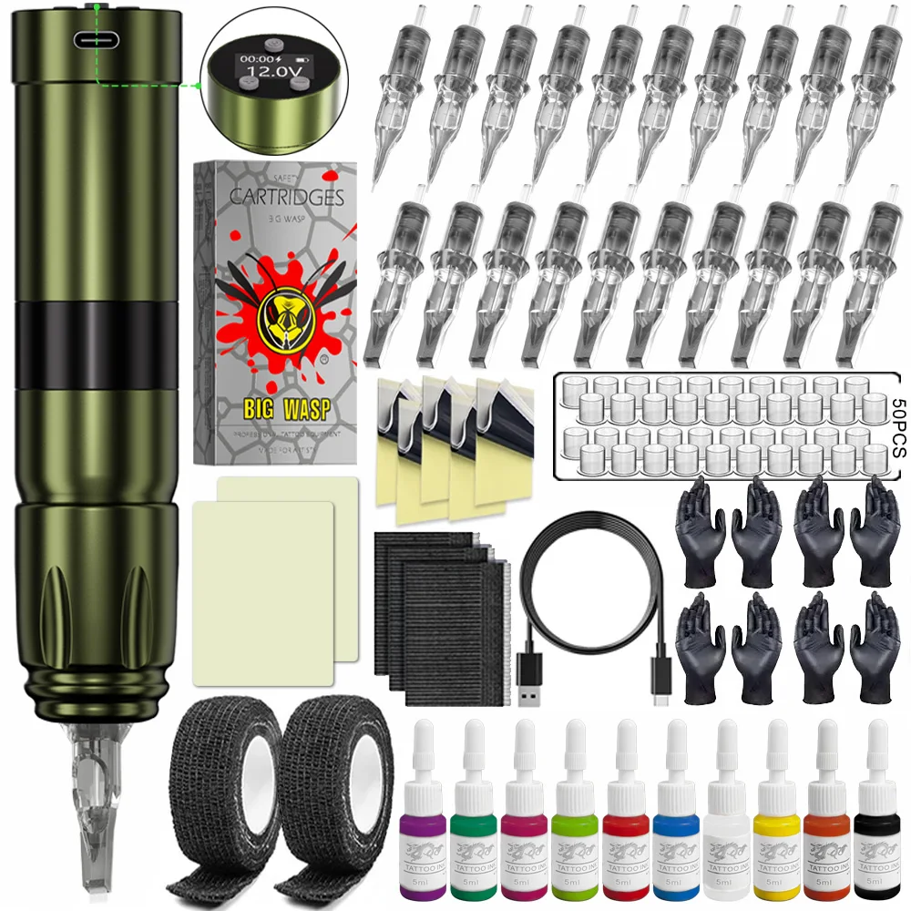 Полный беспроводной набор для татуировки ручек тату-машины машина перманентного