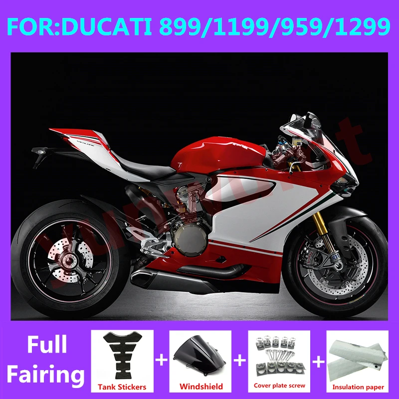 

Motorcycle Fairings Kit Fit for Ducati 899 1199 2012 2013 2014 Panigale 959 1299 2015 2016 2017 2018 full Fairing set red white