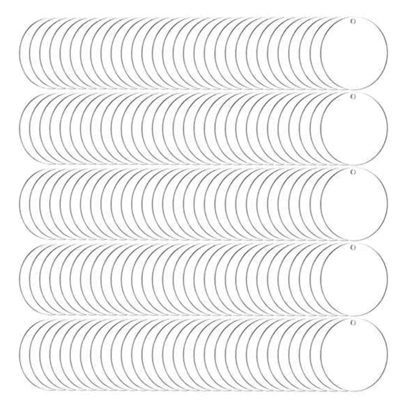 

200Pcs Acrylic Keychain Blank Round-shaped Ornaments Small Gift Keychain Bulk