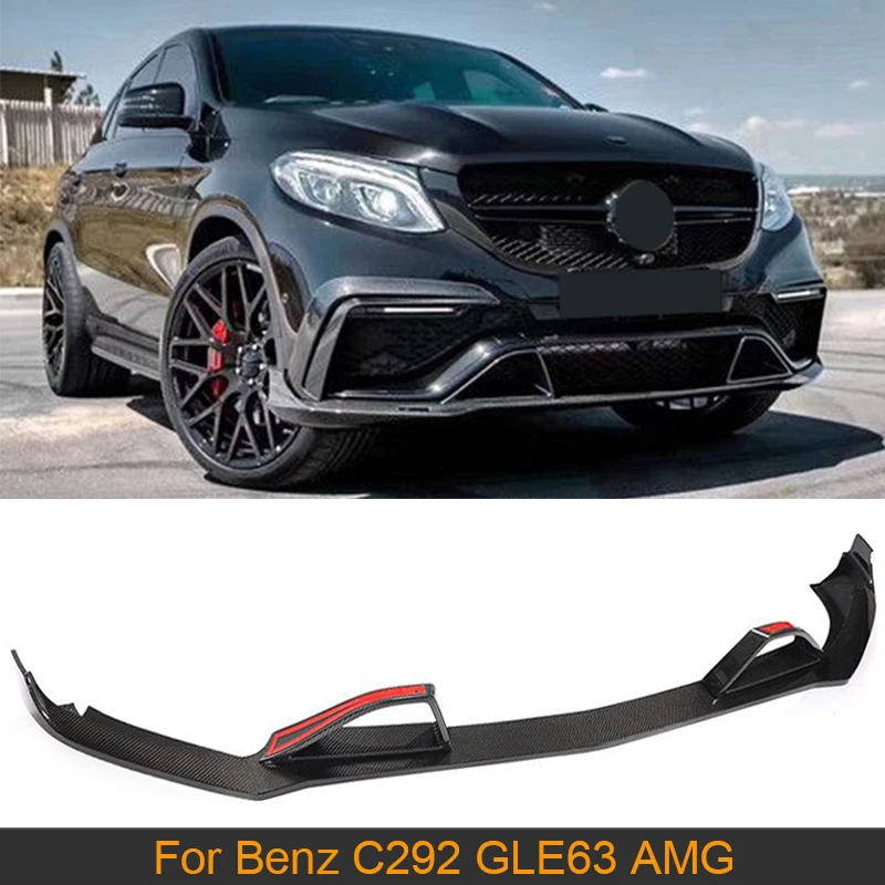 

Спойлер для переднего бампера из углеродного волокна для Mercedes-Benz GLE Class C292 GLE63 AMG 2015-2019, спойлер для переднего бампера автомобиля