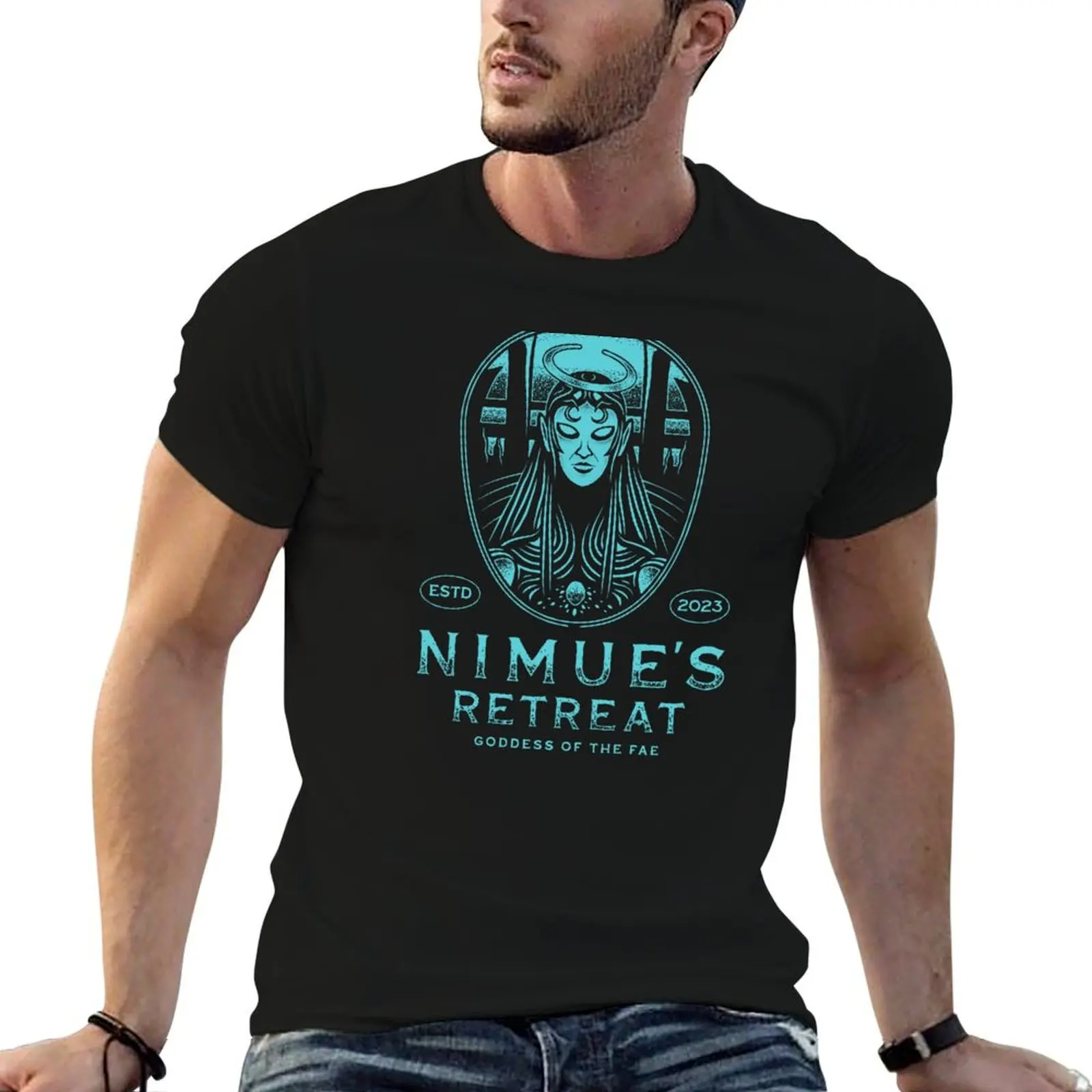 Фото Синяя футболка Nimues Retreat, быстросохнущая футболка для путешествий №1