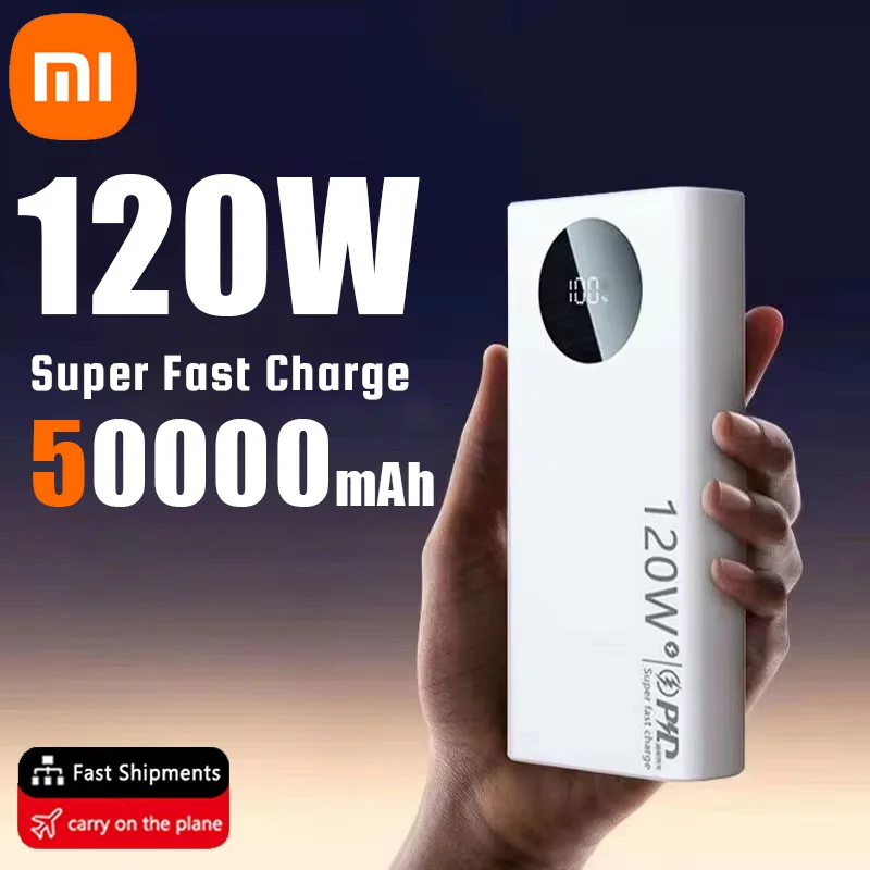 Xiaomi 120 Вт 50000 мАч Power Bank высокой емкости с быстрой зарядкой Powerbank Портативное