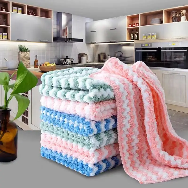 

25X25CM Microfiber Cleaning Rag Water Absorption Kitchen Towel Linen Dishwashing Towel Cleaning Tools Home Household Cleaning